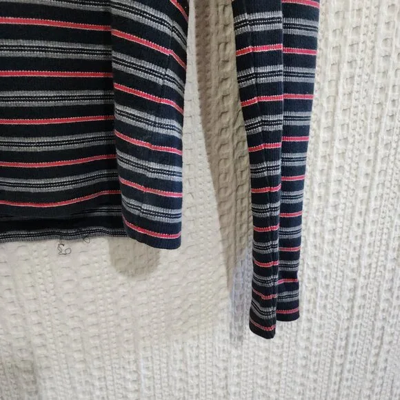 Vintage Ann Taylor Striped Mock Neck Long Sleeve Top 90s Minimalist Y2K X-Small - Picture 4 of 11